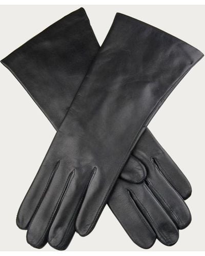 Black Ladies Cashmere Lined Leather Gloves - Black