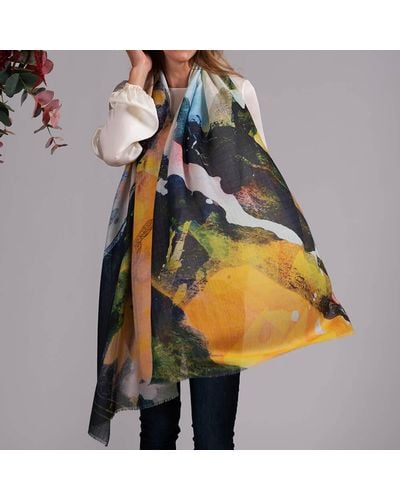 Black The Abstract Trilogy - 'sunset' Cashmere And Silk Wrap - Orange