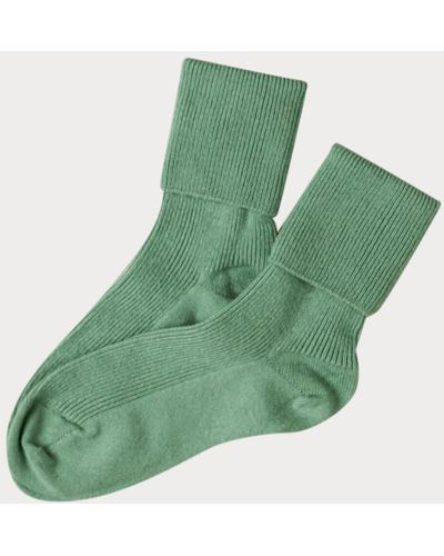 Black Ladies Jade Green Cashmere Socks