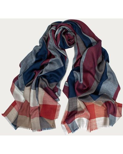 Black The Gloucester Fine Wool And Silk Scarf - Blue