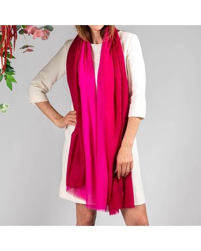 Black Majestic Magentas Shaded Cashmere And Silk Wrap - Pink