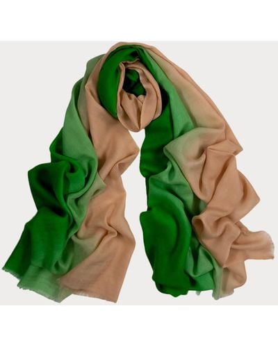 Black Oasis Shaded Cashmere And Silk Wrap - Green