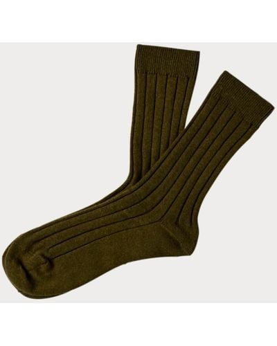 Black Men's Highland Green Cashmere Socks