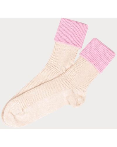 Black Ladies Parchment And Ballet Pink Cashmere Socks