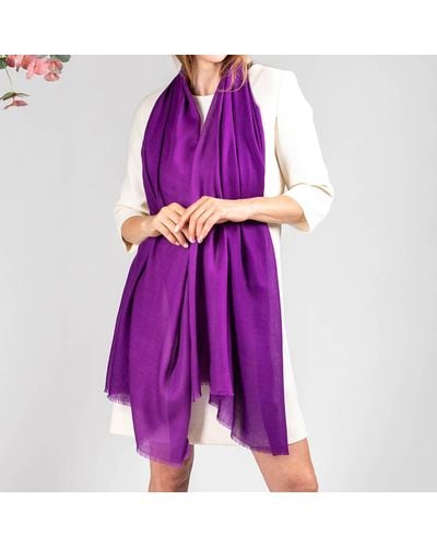 Black Vibrant Violets Shaded Cashmere And Silk Wrap - Purple