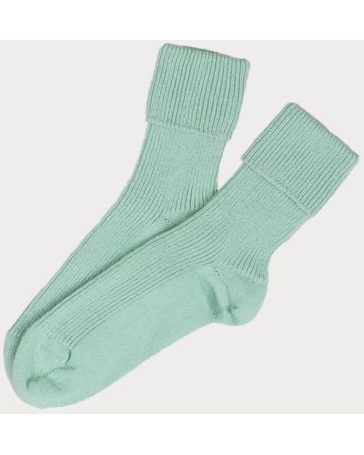 Black Ladies Mint Green Cashmere Socks