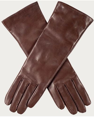 Black Ladies Chocolate Brown Cashmere Lined Leather Gloves