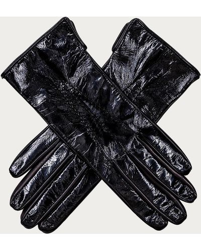 Black Patent Leather Gloves - Multicolor