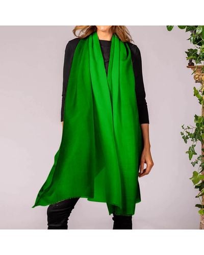 Black Garnet To Peridot Shaded Cashmere And Silk Wrap - Green
