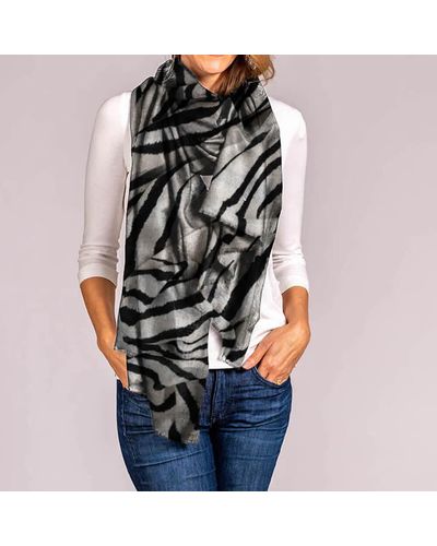 Black Pre Order: And White Zebra Print Cashmere And Silk Wrap - Multicolor