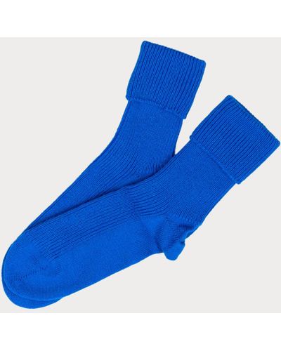 Black Ladies Sapphire Blue Cashmere Socks