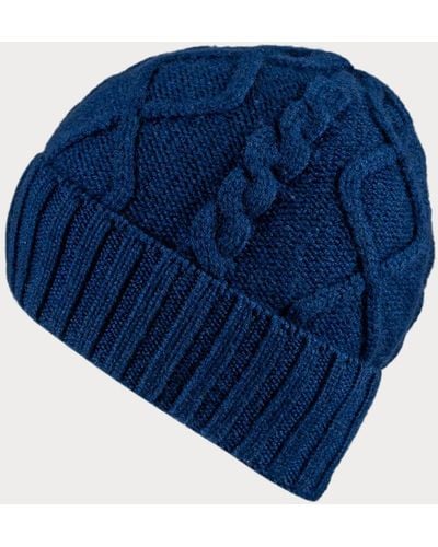 Black Admiral Navy Waffle Cashmere Beanie - Blue