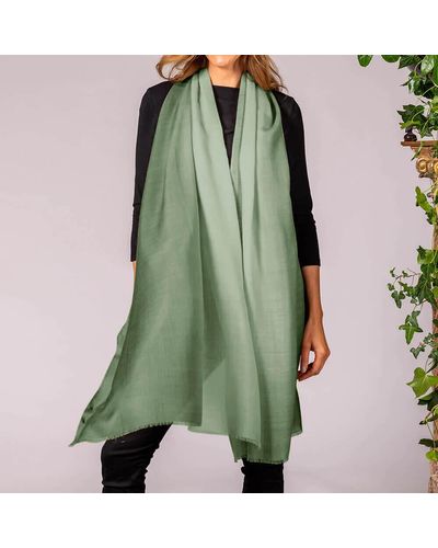 Black Pistachio To Sage Shaded Cashmere And Silk Wrap - Green