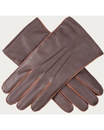 Black Men's Handsewn Two Tone Brown Deerskin Gloves – Cashmere Lined