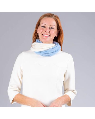 Black Baby Blue And Vanilla Cashmere Snood - White
