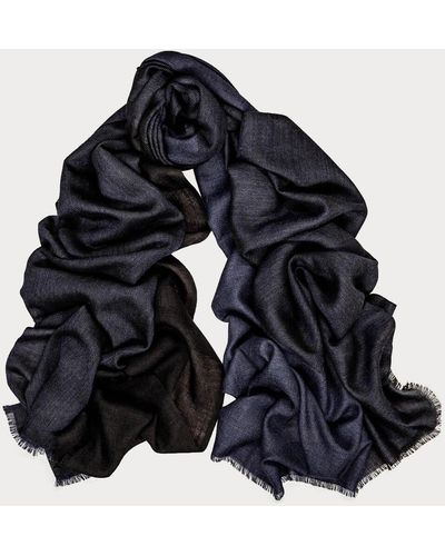Black Kingston Denim And Wool And Silk Scarf - Blue