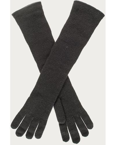 Black Long Italian Cashmere Gloves - Black