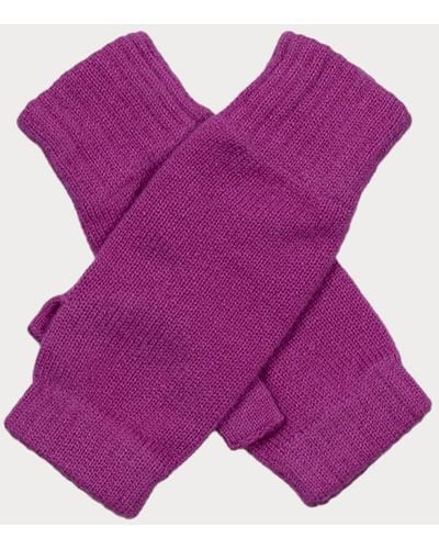 Black Ladies Fuchsia Pink Cashmere Mittens - Purple