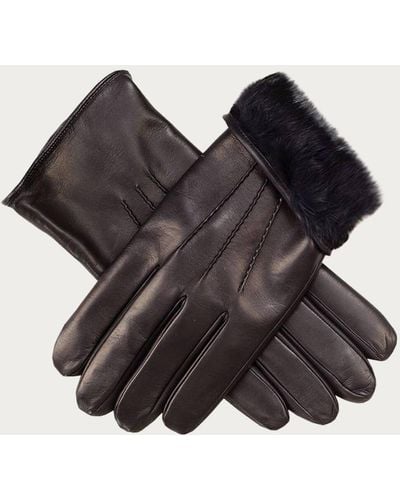 Black Black Leather Gloves With Rabbit Lining