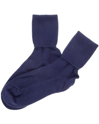 Black Ladies Navy Cashmere Socks - Blue
