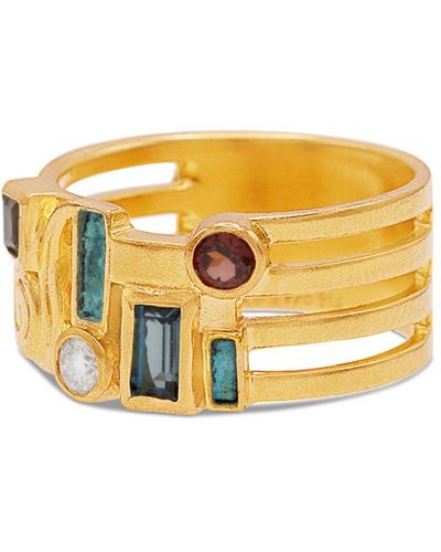 Gurhan 22k Yellow Gold Embrace Multi Gemstone & Diamond Klimt Ring - Metallic