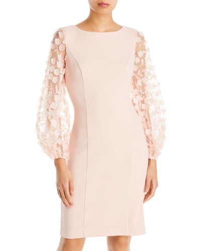 Eliza J Petite 3d Floral-sleeve Sheath Dress - Pink