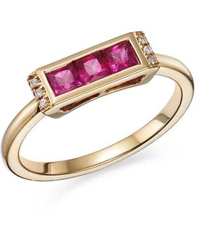 Bloomingdale's Ruby & Diamond Accent Stacking Band In 14k Yellow Gold - Metallic