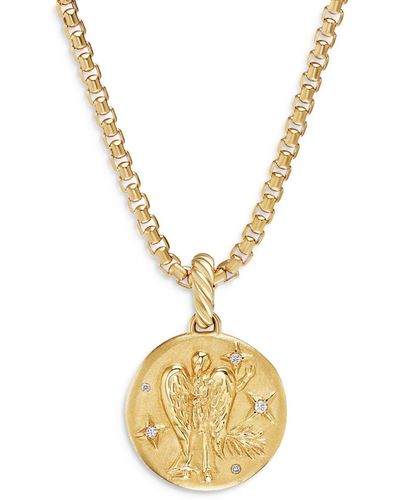 David Yurman 18k Yellow Gold Diamond Virgo Amulet Pendant - Metallic