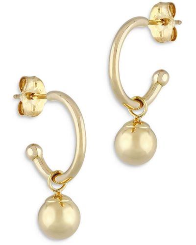 Bloomingdale's Ball Hoop Earrings In 14k Yellow Gold - Metallic