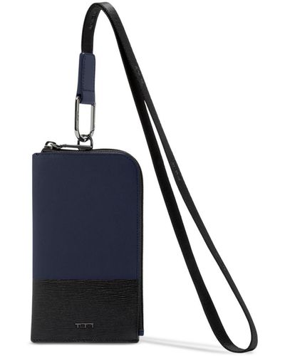 Tumi Leather Card Pouch Lanyard - Blue