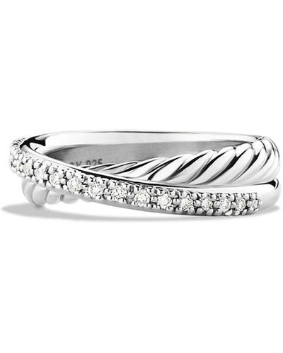 David Yurman Crossover Ring With Diamonds - Metallic