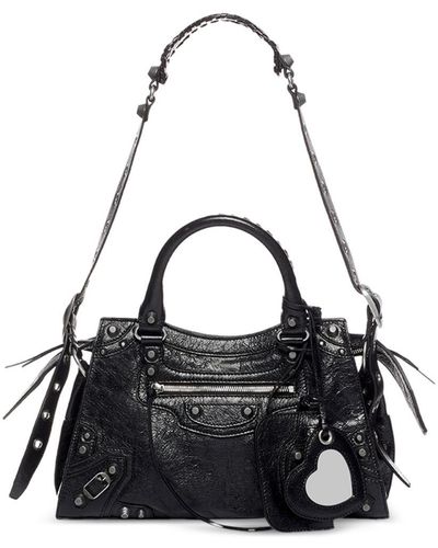Balenciaga Neo Cagole City Mini Leather Handbag - Black
