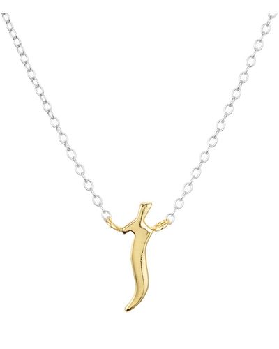 Argento Vivo Two Tone Gothic Initial Pendant Necklace - Metallic