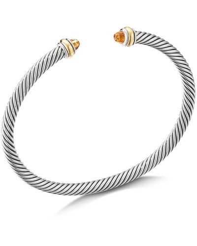 David Yurman Cable Classic Collection Bracelet with Blue Topaz and 14k  Yellow Gold 7mm  Medium  REEDS Jewelers