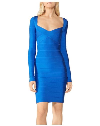 Blue Long Sleeve Bandage Dresses for Women - Up to 50% off | Lyst