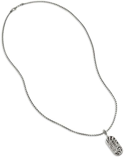 John Hardy Sterling Silver Classic Chain Multi Stone Dog Tag Pendant Necklace - White