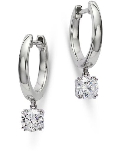 Bloomingdale's Certified Diamond Huggie Hoop Earring In 14k White Gold Featuring Diamonds With The De Beers Code Of Origin