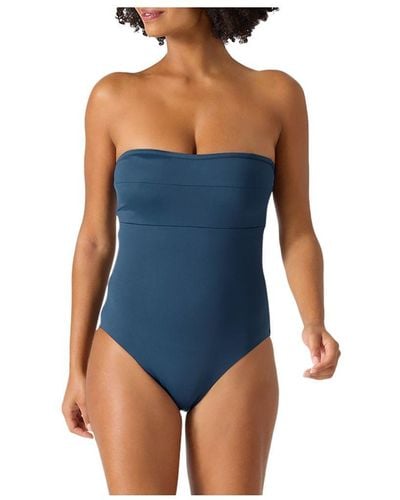 TOMMY BAHAMA 6 Zebra bandeau Swimsuit strapless blue 1 piece
