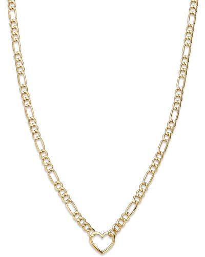 Bloomingdale's Open Heart Figaro Link Chain Necklace In 14k Yellow Gold - Metallic