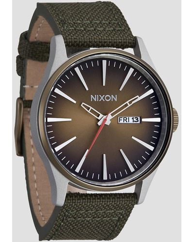 Nixon Sentry nylon reloj verde - Gris