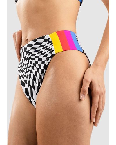 Hurley Nascar reversible moderate high waist bikini bottom estampado - Rosa