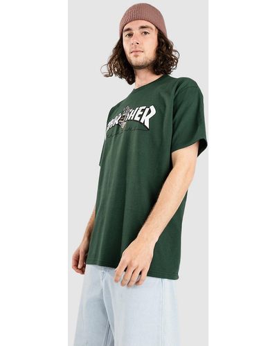 Santa Cruz X thrasher screaming logo camiseta verde