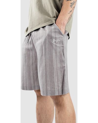 Denim Project Stripe linen blend pantalones cortos gris