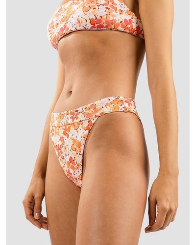 Rhythm Rosa floral hi banded bikini bottom estampado - Naranja