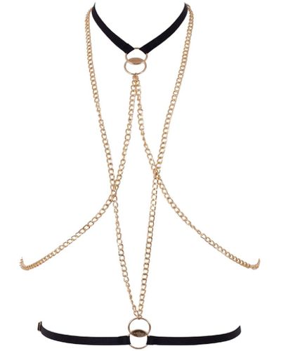 Bluebella Theodora Chain Harness Black/gold - White