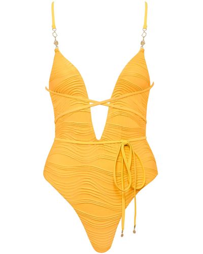 Bluebella Orta Multi-way Plunge Swimsuit Yellow