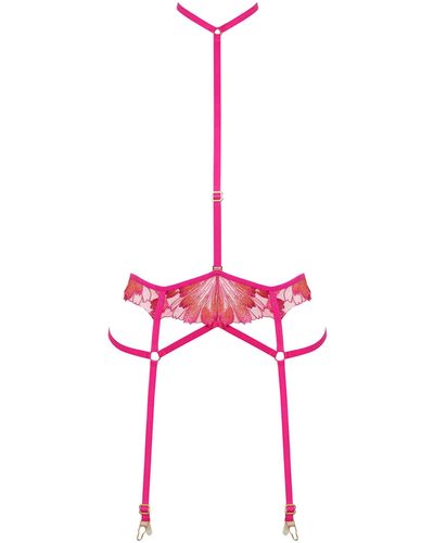 Bluebella Colette harness mit strumpfhalter fuchsia-rosa/orange-pfeffer - Pink