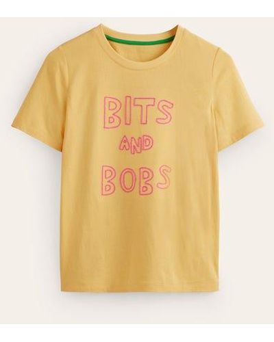 Boden Rosa Embroidered T-shirt Dusky Citron, Bits And Bobs - Yellow