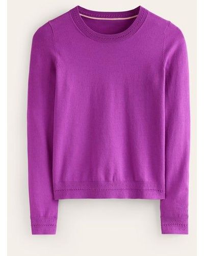 Boden Catriona Cotton Crew Sweater - Purple