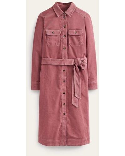 Boden Eloise Cord Midi Shirt Dress - Pink